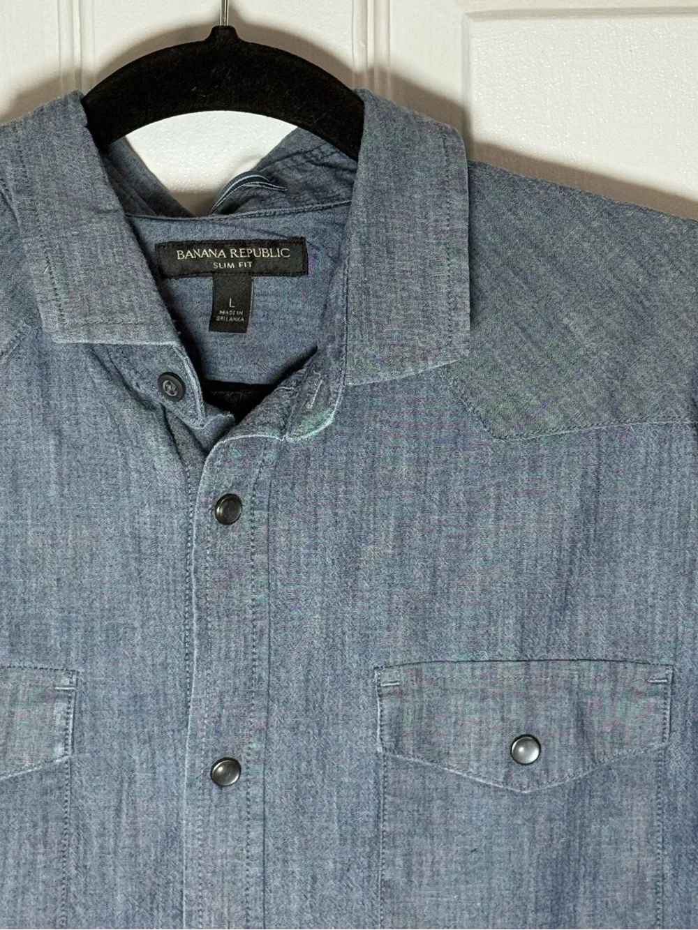 Banana Republic Men's Western Chambray Button-Down Shirt Pearl Snap Buttons